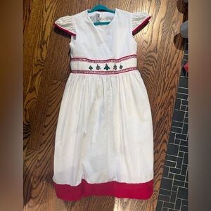 White and Red Kids Dress smocked